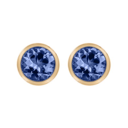 Stud Earrings Bezel Tanzanite blue in Rose Gold