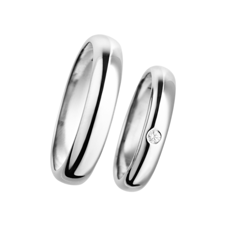 Wedding Rings Classic with Brilliant in White Gold