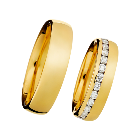 Wedding Rings with Diamond Female Ring (side) in Yellow Gold