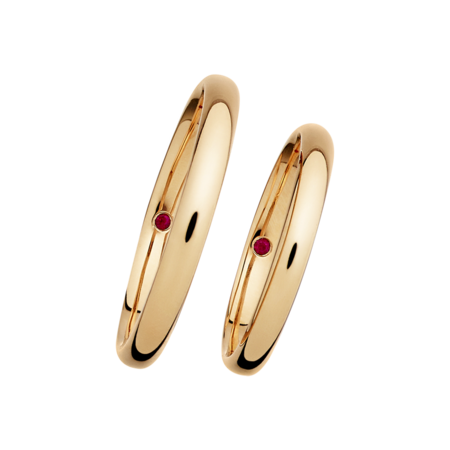 Wedding Rings with Rubies in Rose Gold