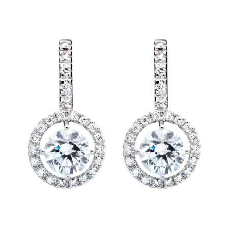 Boucles d'oreilles Halo Diamant avec brillants in Or gris