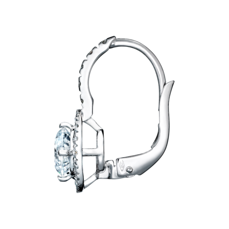 Boucles d'oreilles Halo Diamant avec brillants in Or gris