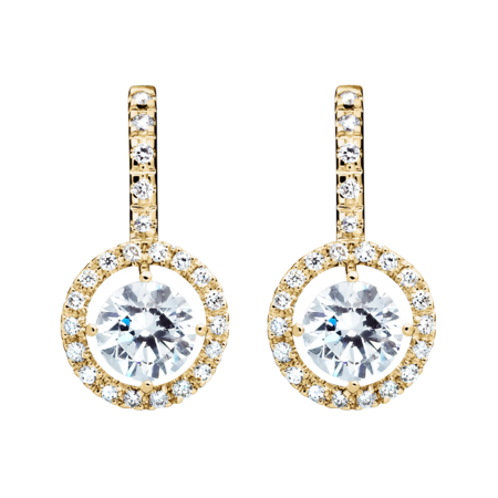 Boucles d'oreilles Halo Diamant avec brillants in Or jaune