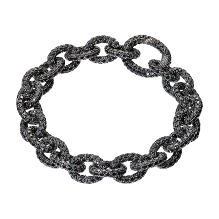 Bracelet Anchor Chain Noir in Or gris