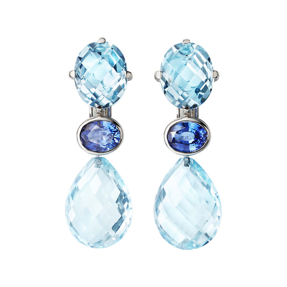 Boucles d'oreilles Blue Mountains in Or gris