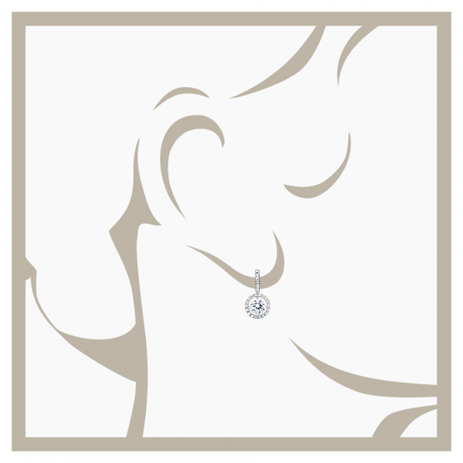 Boucles d'oreilles Halo Diamant avec brillants in Or gris
