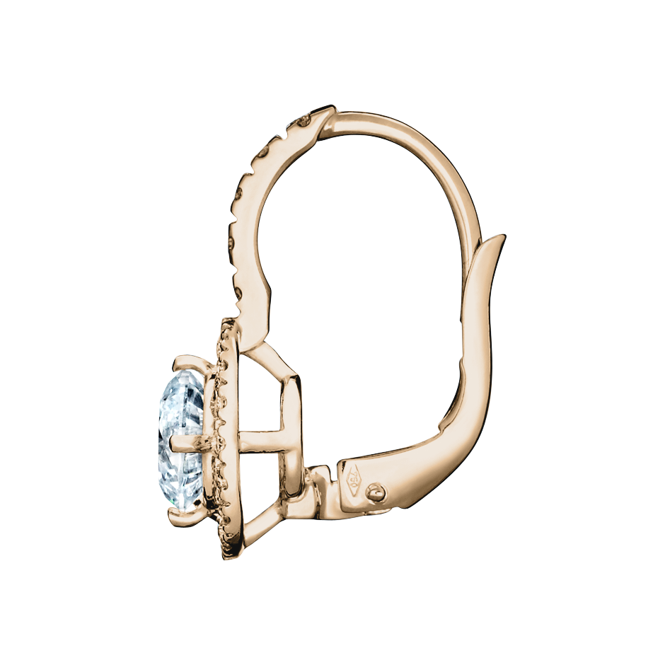 Boucles d'oreilles Halo Diamant avec brillants in Or rose