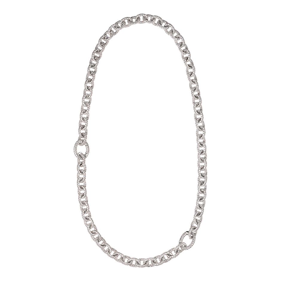 Collier Anchor Chain Blanc long in Or gris