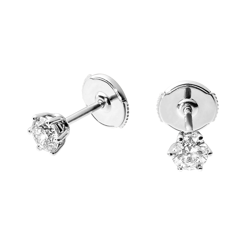 Diamond Stud Earrings 6 Prongs in Platinum