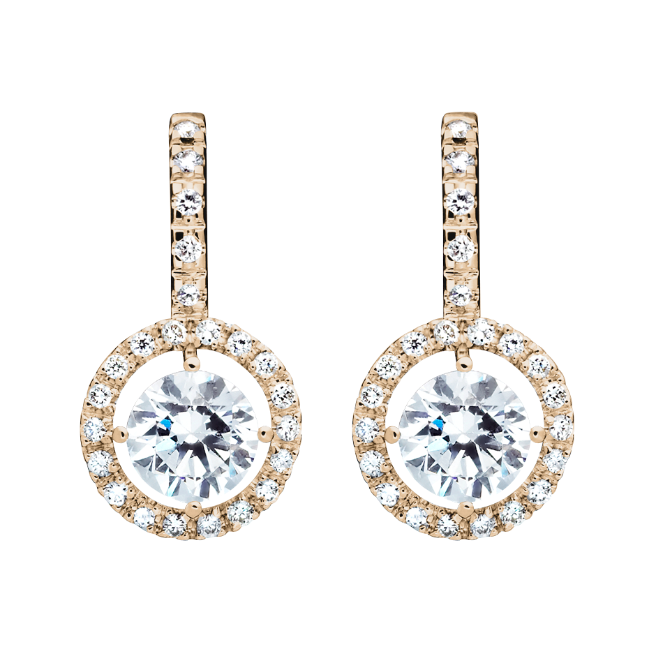 Halo Diamant Ohrringe mit Brillanten in Roségold