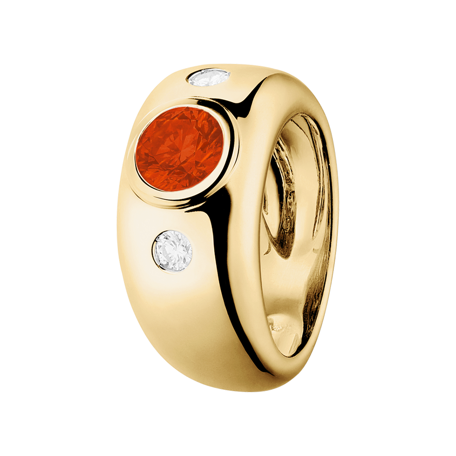 Naples Fire Opal orange in Yellow Gold