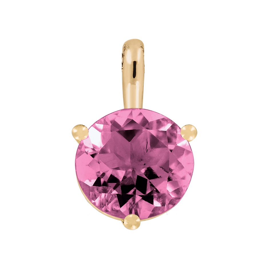 Pendant 3 Prongs Tourmaline pink in Rose Gold