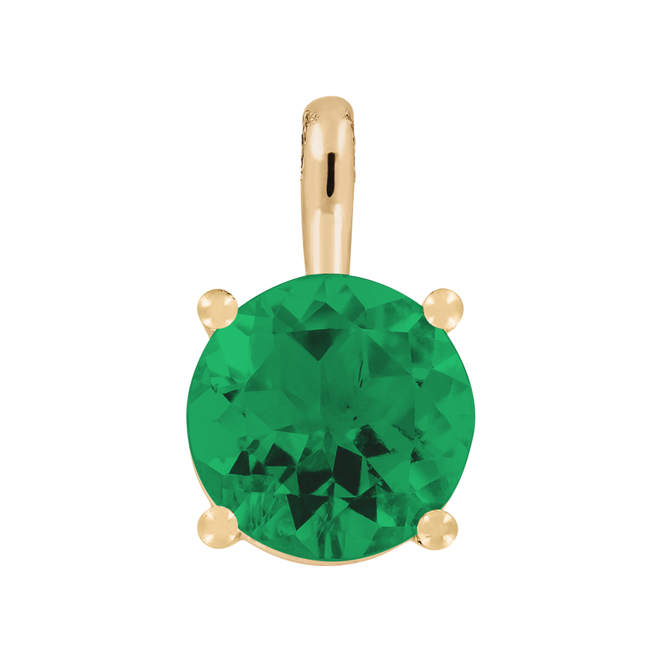 Pendant 4 Prongs Emerald green in Rose Gold