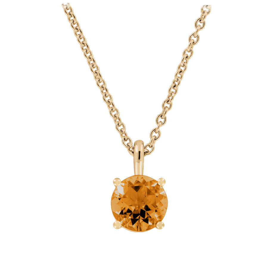 Pendant 4 Prongs Madeira Citrine orange in Rose Gold