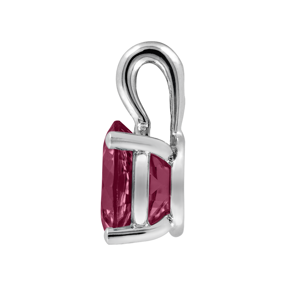 Pendant 4 Prongs Rhodolite red in Platinum