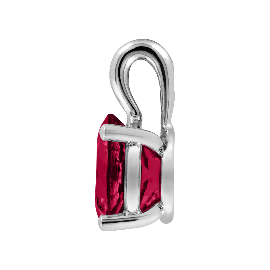 Pendant 4 Prongs Ruby red in White Gold