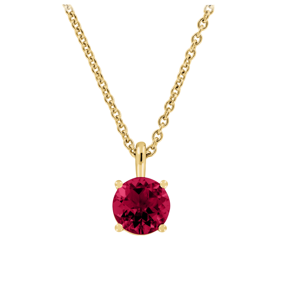 Pendant 4 Prongs Ruby red in Yellow Gold