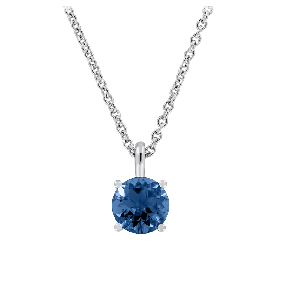 Pendant 4 Prongs Sapphire blue in White Gold
