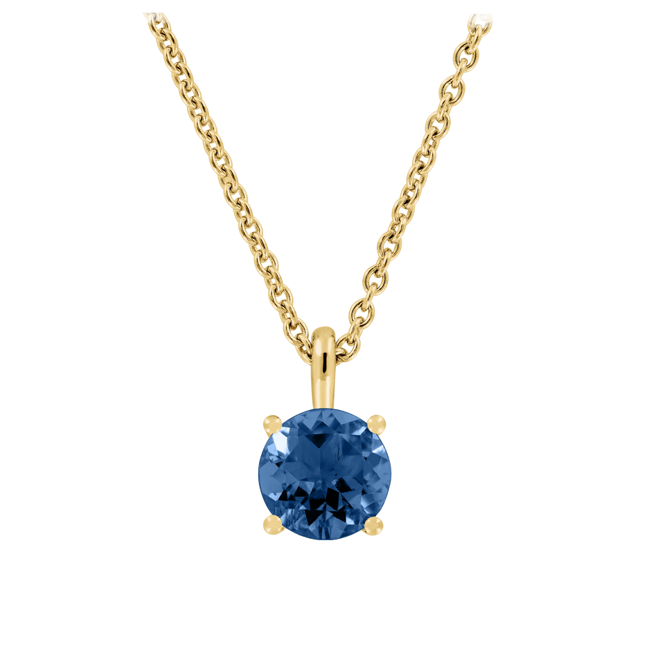 Pendant 4 Prongs Sapphire blue in Yellow Gold
