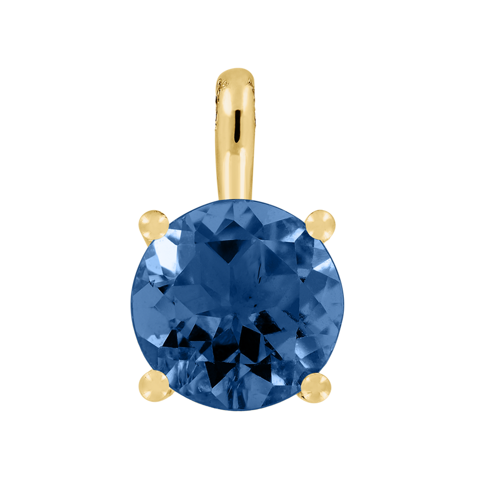 Pendant 4 Prongs Sapphire blue in Yellow Gold
