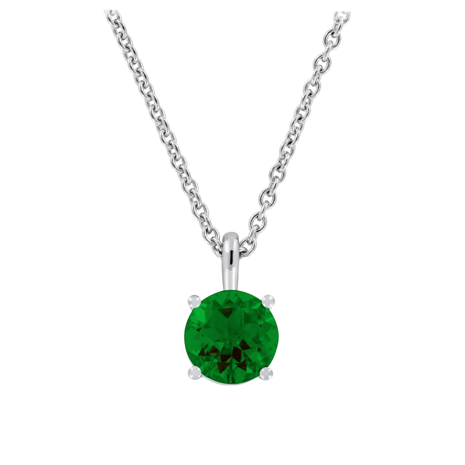 Pendant 4 Prongs Tourmaline green in White Gold