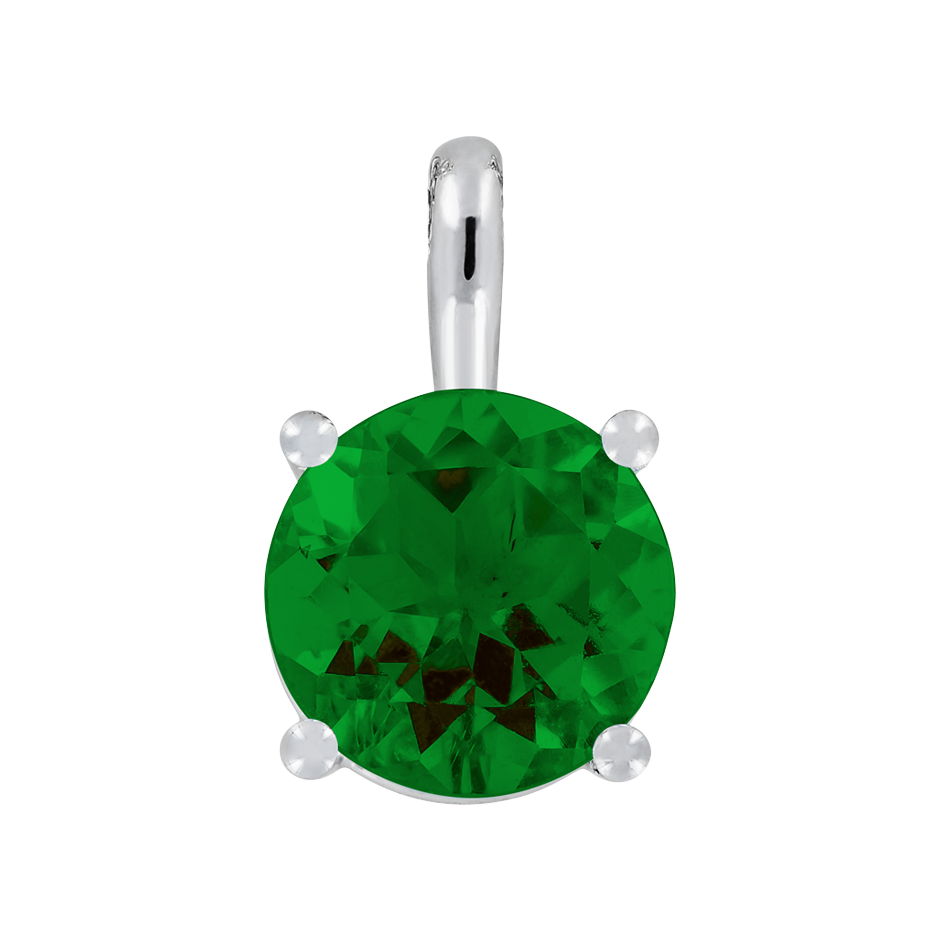 Pendant 4 Prongs Tourmaline green in White Gold