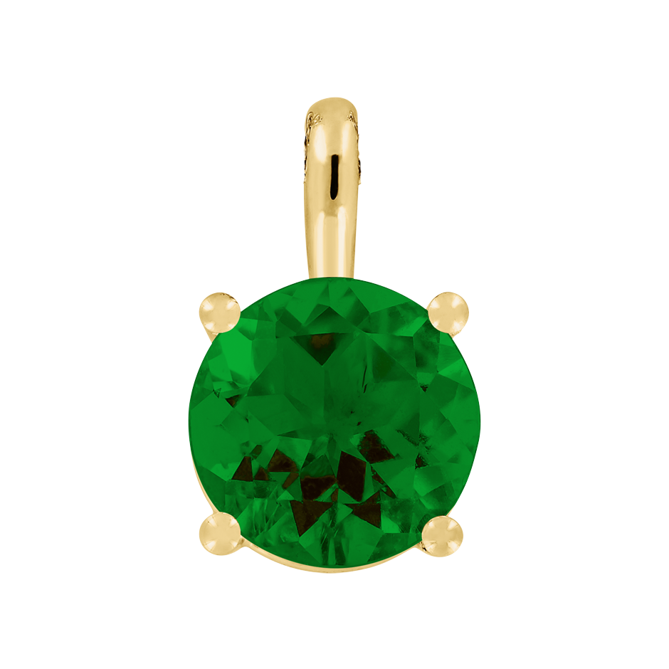 Pendant 4 Prongs Tourmaline green in Yellow Gold