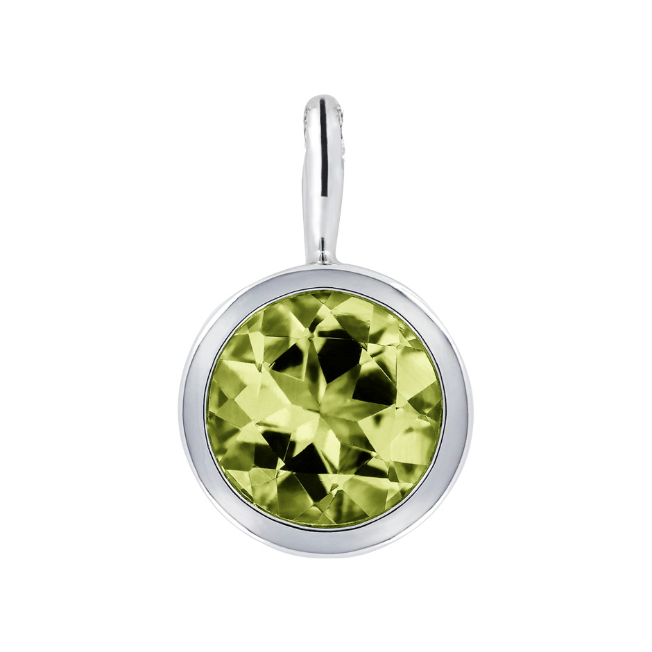 Pendant Bezel Peridot green in White Gold