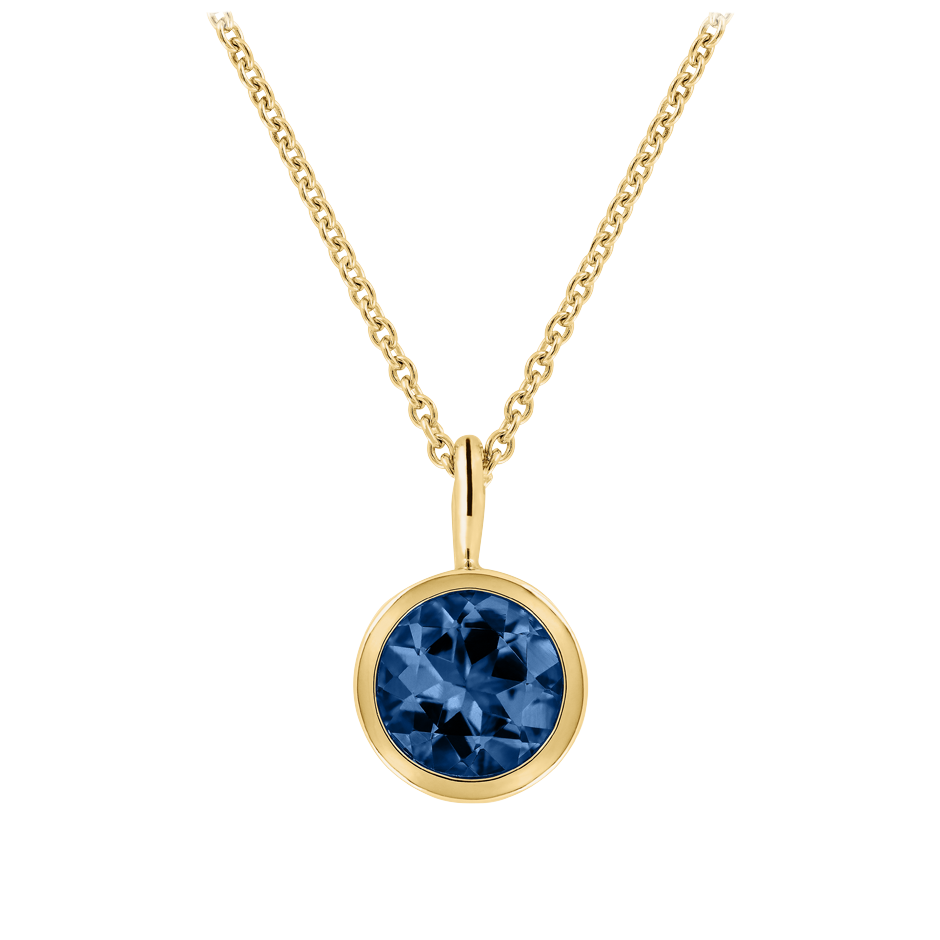 Pendant Bezel Sapphire blue in Yellow Gold