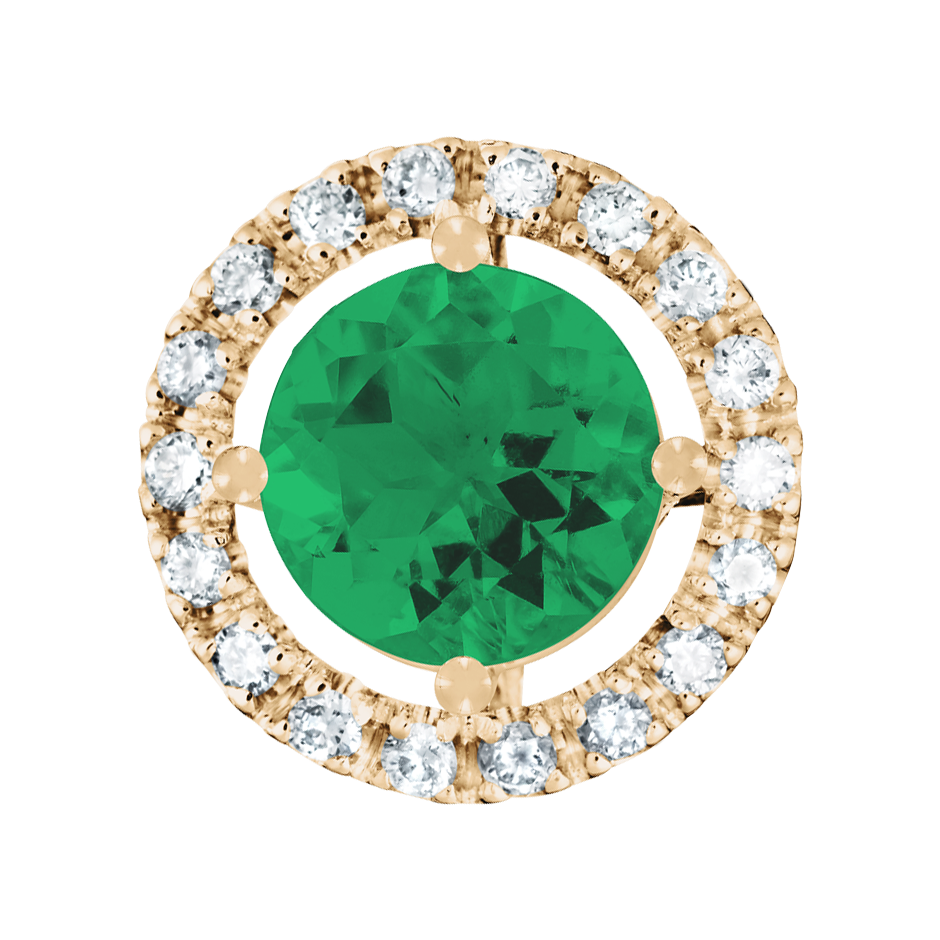 Pendant Halo Emerald green in Rose Gold
