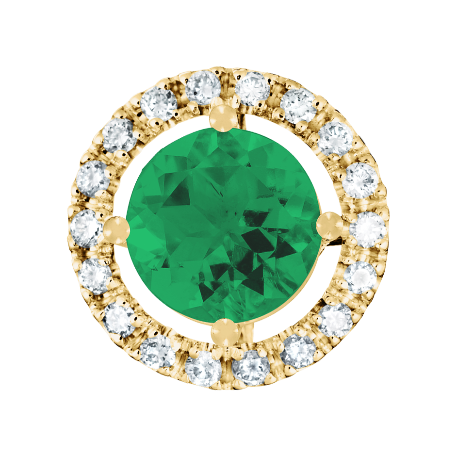 Pendant Halo Emerald green in Yellow Gold