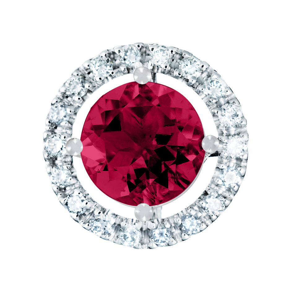 Pendant Halo Ruby red in Platinum