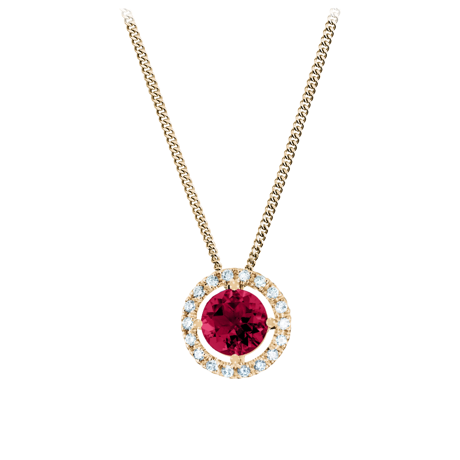 Pendant Halo Ruby red in Rose Gold