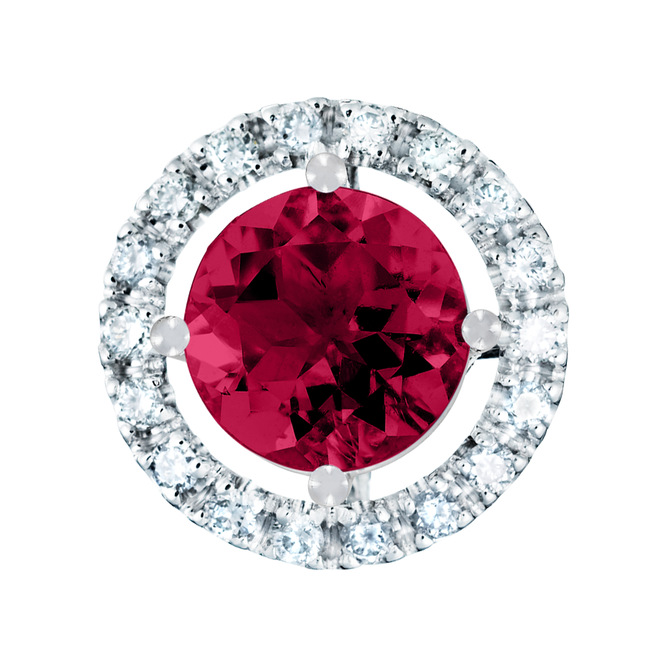 Pendant Halo Ruby red in White Gold