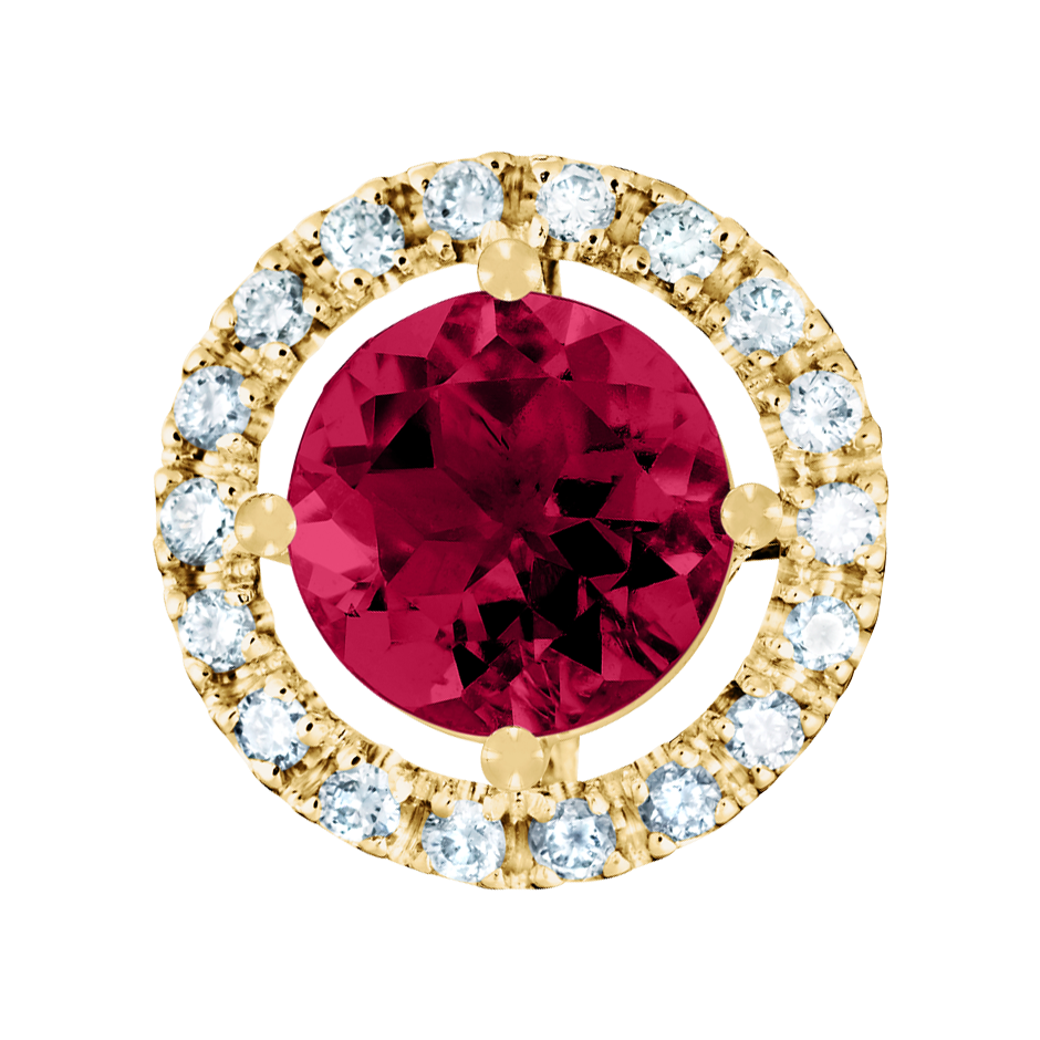 Pendant Halo Ruby red in Yellow Gold