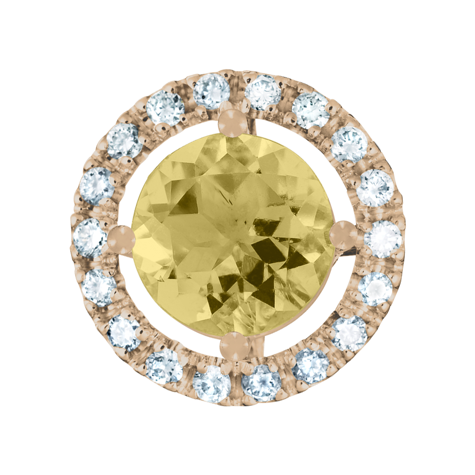 Pendant Halo Sapphire yellow in Rose Gold