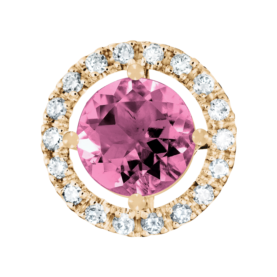 Pendant Halo Tourmaline pink in Rose Gold