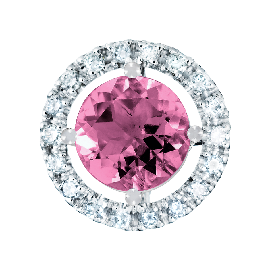 Pendant Halo Tourmaline pink in White Gold