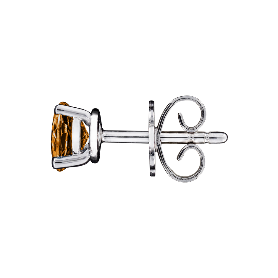 Stud Earrings 4 Prongs Madeira Citrine orange in Platinum