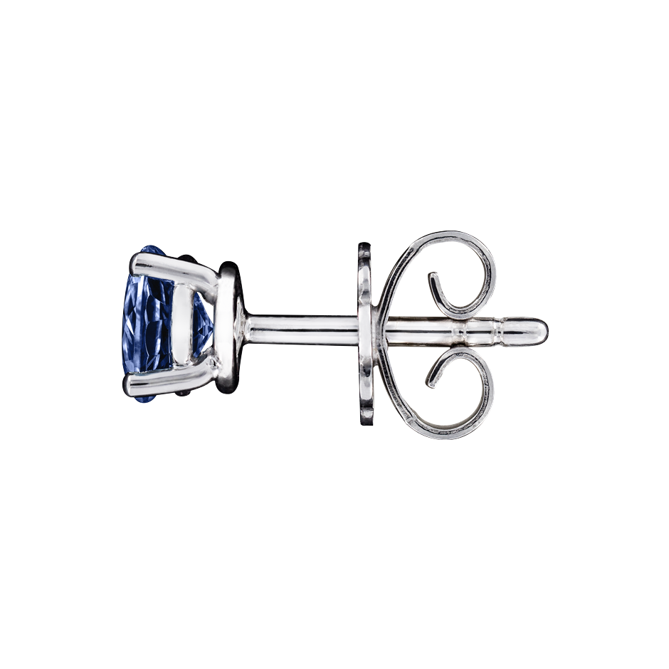 Stud Earrings 4 Prongs Tanzanite blue in White Gold