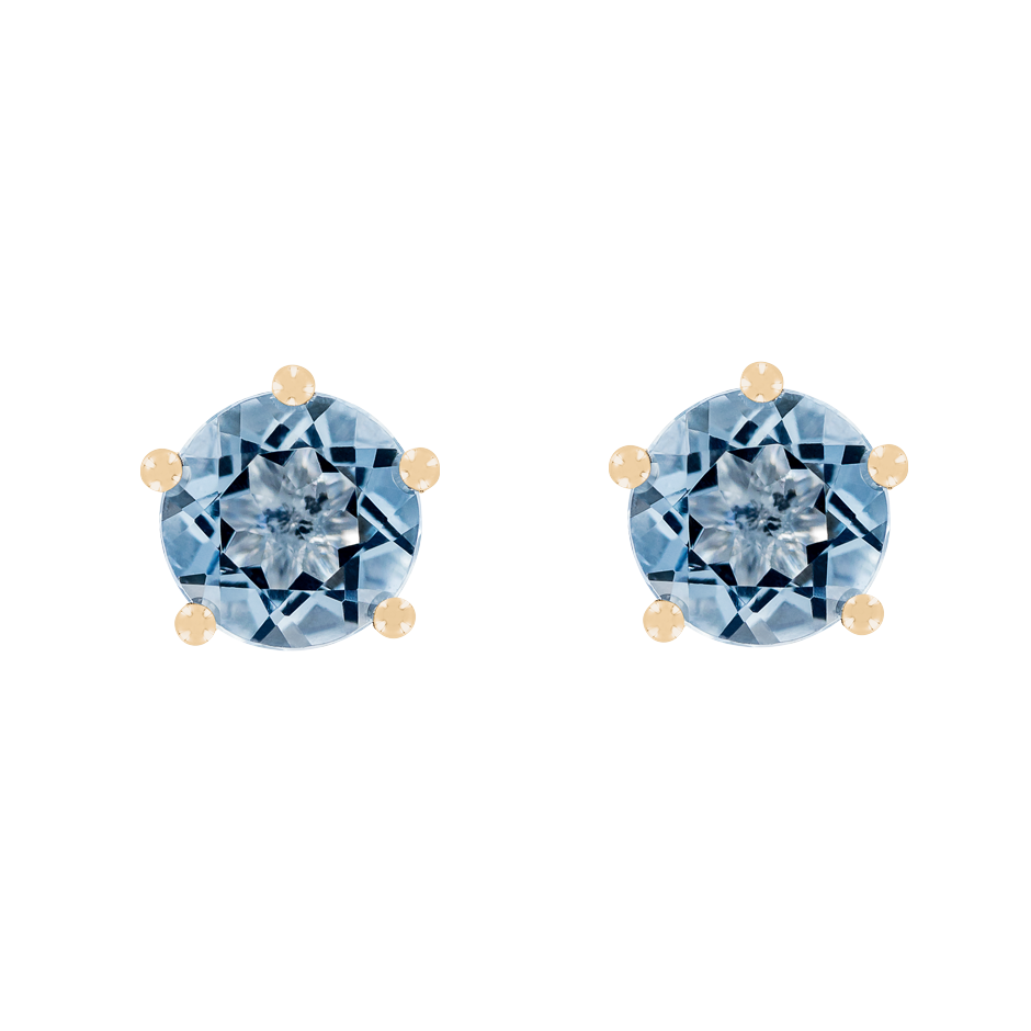 Stud Earrings 5 Prongs Aquamarine blue in Rose Gold
