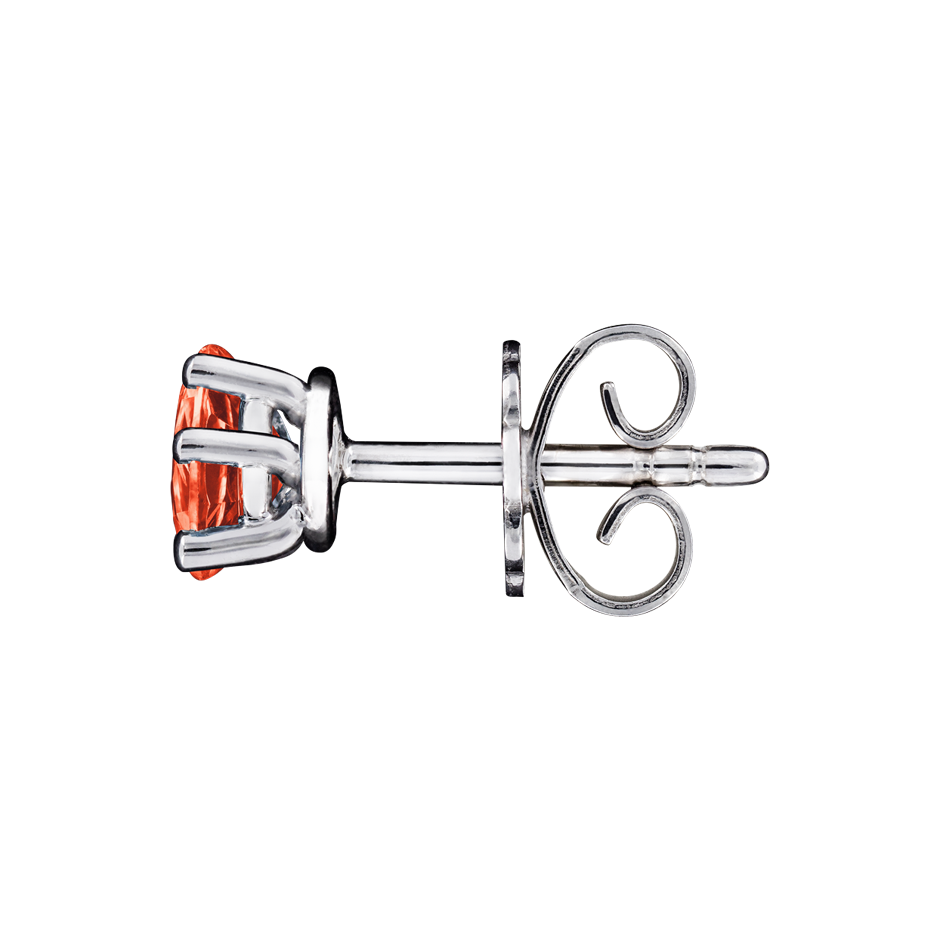 Stud Earrings 5 Prongs Fire Opal orange in Platinum