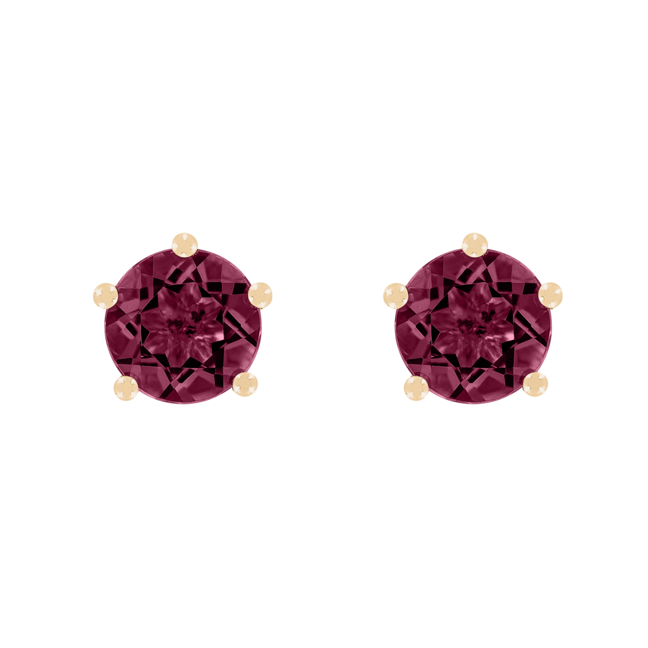 Stud Earrings 5 Prongs Rhodolite red in Rose Gold