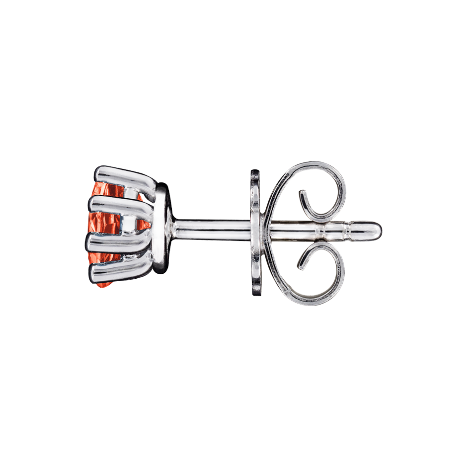 Stud Earrings 6 Prongs Fire Opal orange in Platinum