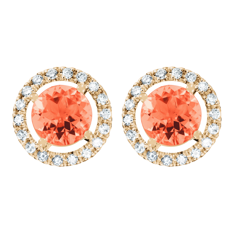 Stud Earrings Halo Fire Opal orange in Rose Gold